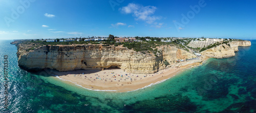 View from the sea of Vale de Centeanes beach in the Algarve