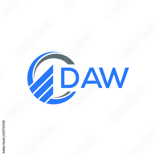 DAW Flat accounting logo design on white background. DAW creative initials Growth graph letter logo concept. DAW business finance logo  design.