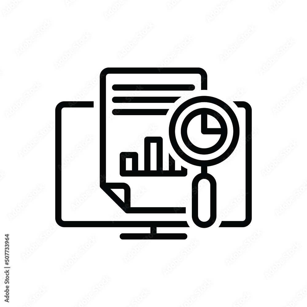 Black line icon for analyzed Black line icon for analyzed