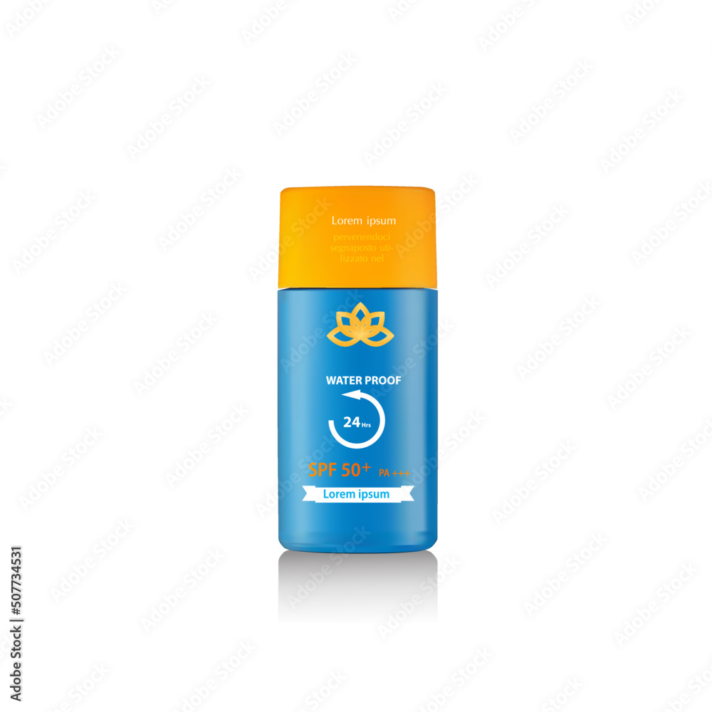 Sun cream bottle template isolated on white., vector illustration Sun cream bottle template isolated on white., vector illustration