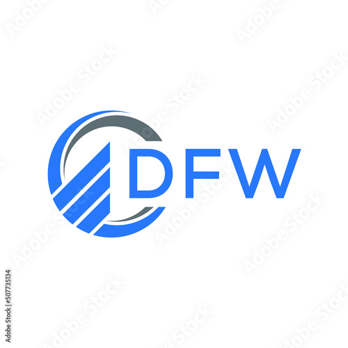 DFW Flat accounting logo design on white background. DFW creative initials Growth graph letter logo concept. DFW business finance logo design.