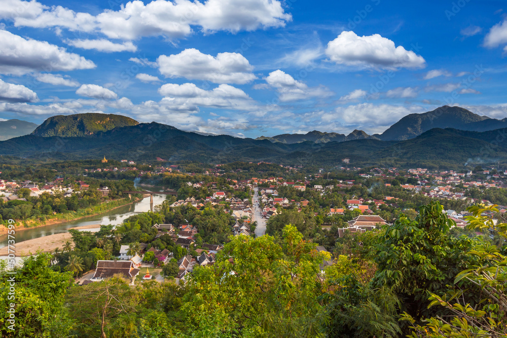 Viewpoint and beautiful landscape in luang prabang, Laos.