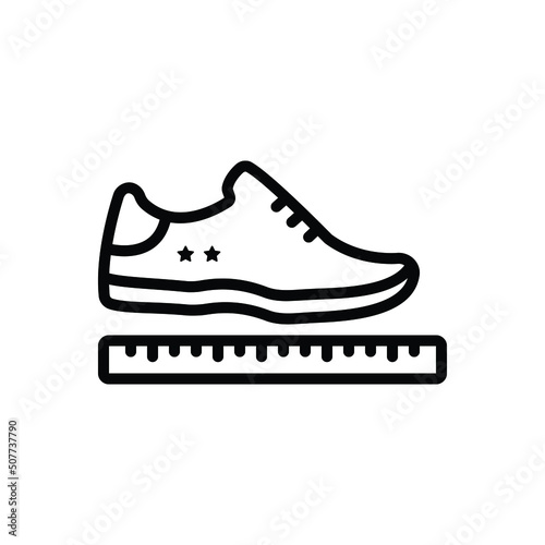 Black line icon for sized shoe