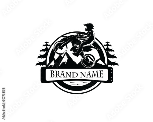 Vintage logo motocross design vector