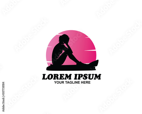 Silhouette of a sad woman logo