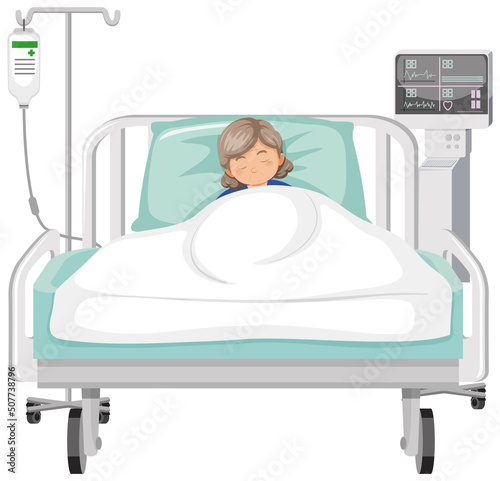 Old woman sleeping in hospital bed