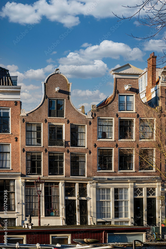 Amsterdam City Scene,  typical dutch houses.