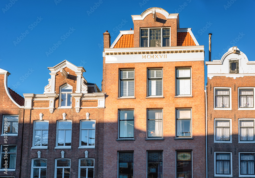 Obraz premium Typical merchant house facade in Amsterdam, Netherlands.