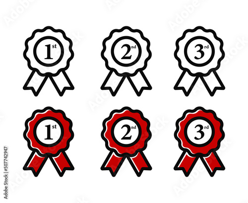 set collection of medal champion for first second and third place logo symbol icon design