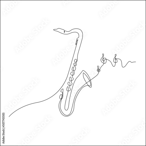 Beautiful Image Saxophone vector One Line Stroke