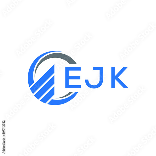 EJK Flat accounting logo design on white background. EJK creative initials Growth graph letter logo concept. EJK business finance logo design.