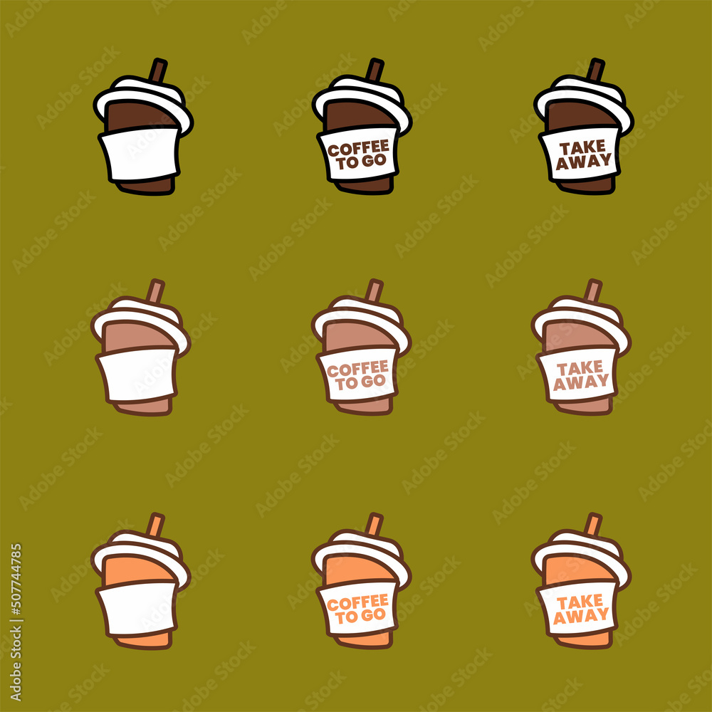 Delicious coffee paper cup icon. Drink vector flat illustration design. Set illustration. Delicious coffee paper cup icon. Drink vector flat illustration design. Set illustration.