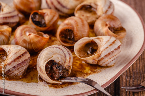 snails with butter on a plate © tbralnina