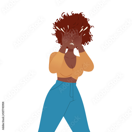 Woman Character Crying, Weeping and Sobbing from Sorrow and Grief Feeling Sad and Upset Vector Illustration