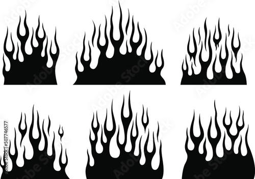 Fire flames isolated template. Tribal vector design. Car stickers. Icon fire illustration. Multiple shape tattoo