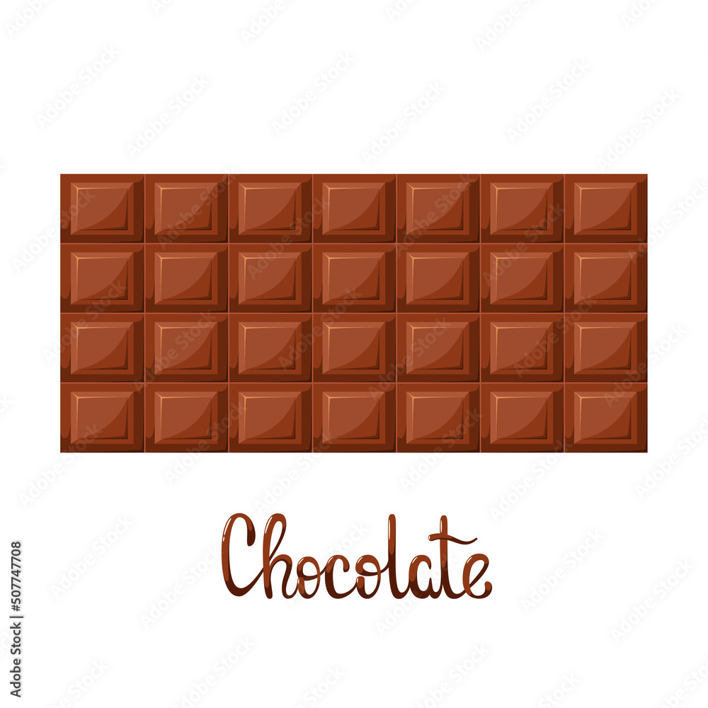 A chocolate bar on a white background. Cartoon design.
A chocolate bar on a white background. Cartoon design.
