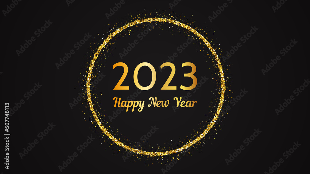 2023 Happy New Year gold background