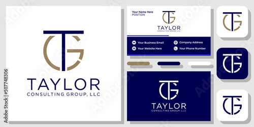 Taylor Consulting Group llc letters bold fashion service clothes with business card template 