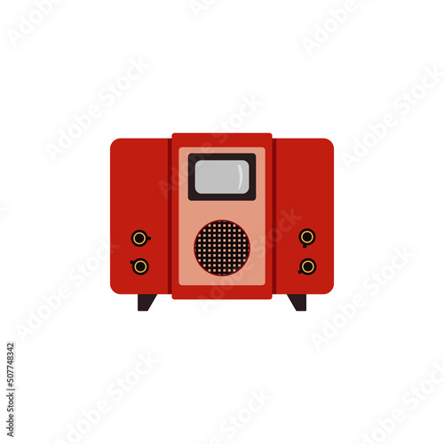 Retro TV receiver with small screen flat cartoon vector illustration isolated.