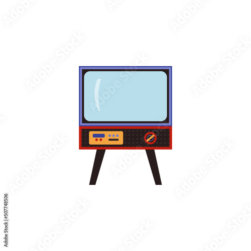 Retro classic vintage television with stand, flat vector illustration isolated.