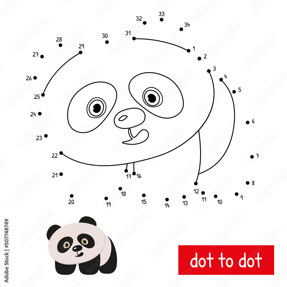 Cute panda. Connect the dots in order. Vector illustration of ...