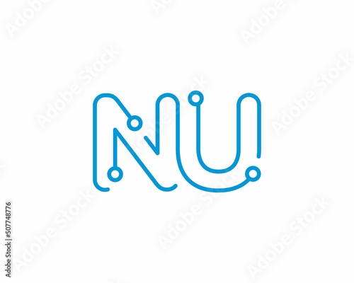 Abstract Letters NU Logo Design Template 001