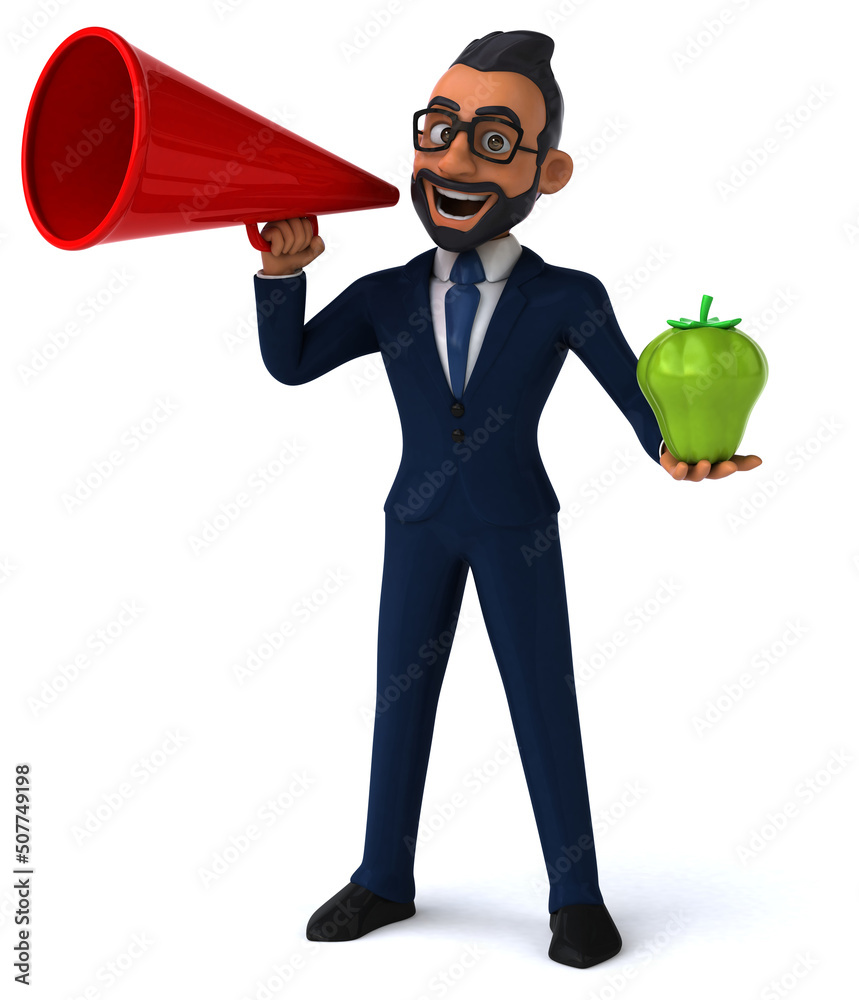 Fun 3D cartoon illustration of an indian businessman Fun 3D cartoon illustration of an indian businessman