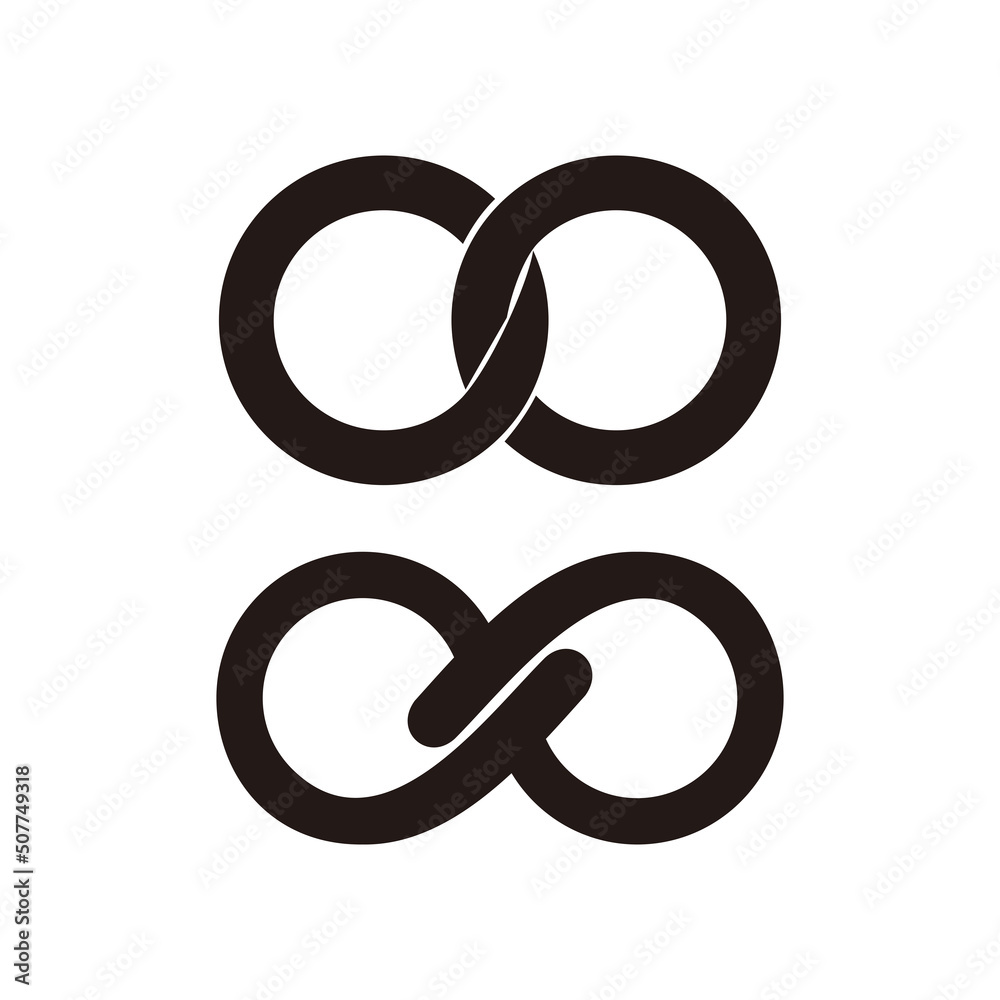 Infinity icon. Two locked circles vector illustration. Link icon. Infinity icon. Two locked circles vector illustration. Link icon.