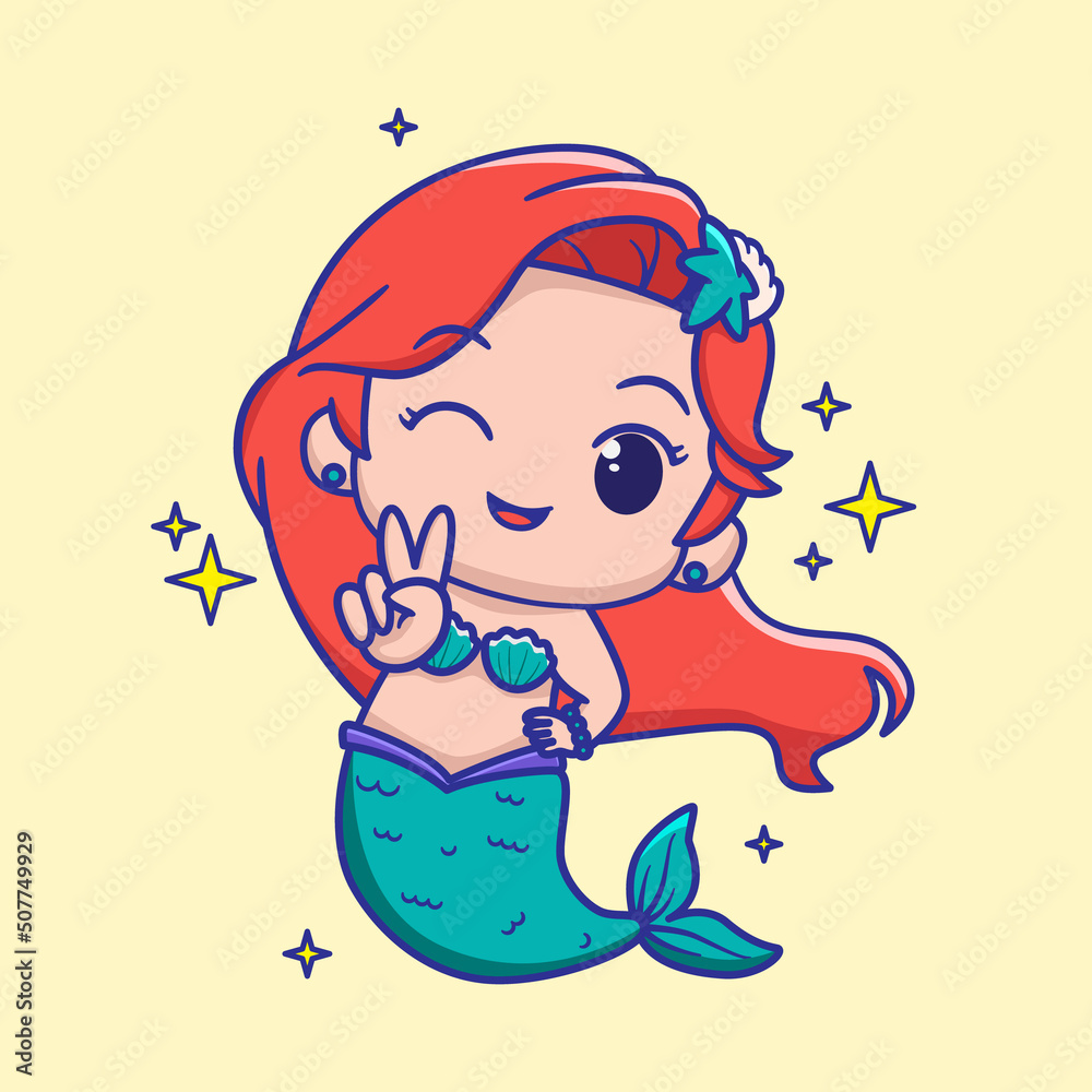 Cute little mermaid. Vector illustration. for kids fashion artworks, children books, greeting cards. Cute little mermaid. Vector illustration. for kids fashion artworks, children books, greeting cards.