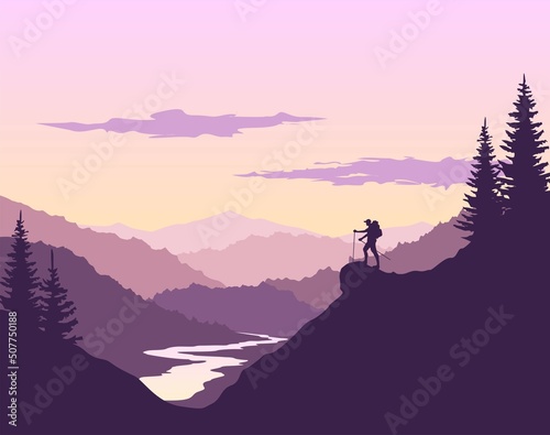 silhouette of a person in the mountains © Sergey