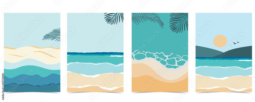 Beach summer party invitation with sun,sea and sky in the daytime
