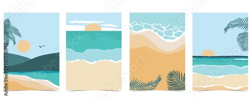 Beach summer party invitation with sun,sea and sky in the daytime