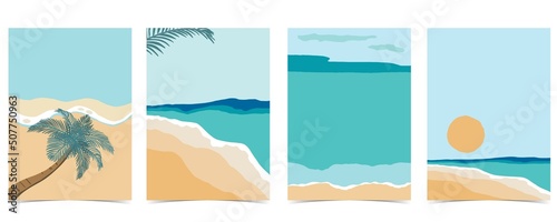 Beach summer party invitation with sun,sea and sky in the daytime
