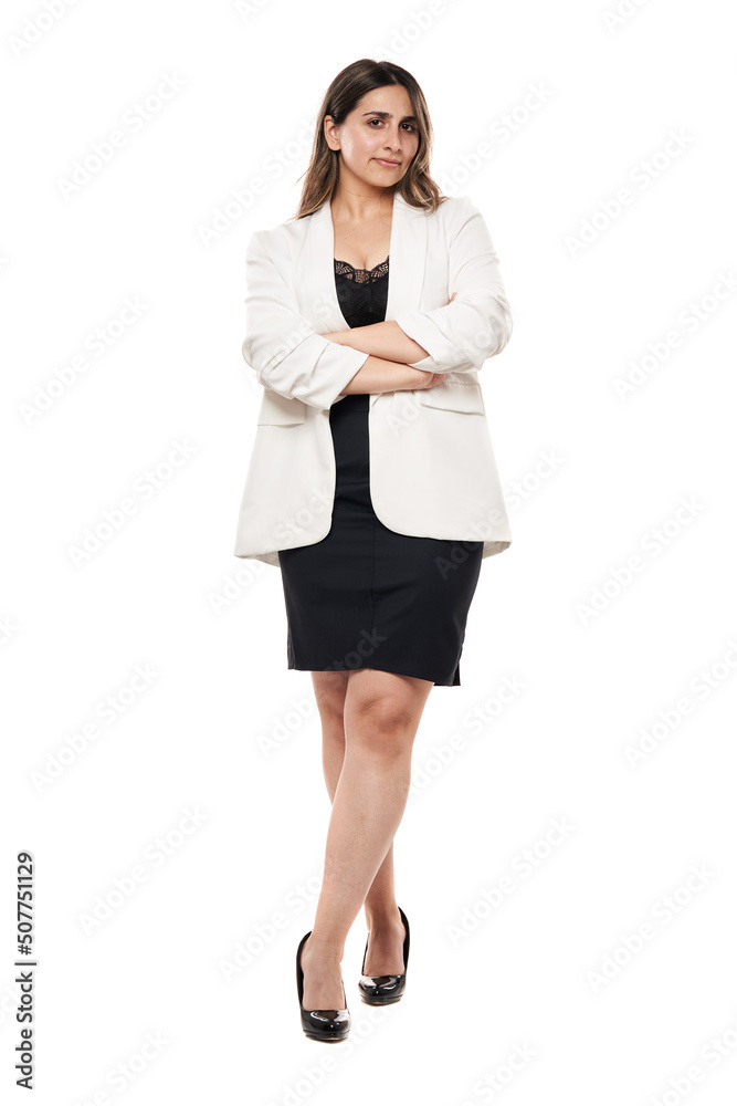 Young Indian businesswoman full body isolated on white Young Indian businesswoman full body isolated on white