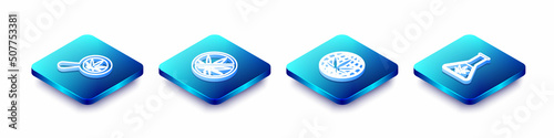 Set Isometric line Magnifying glass and marijuana, Stop, Legalize and Test tube with icon. Vector