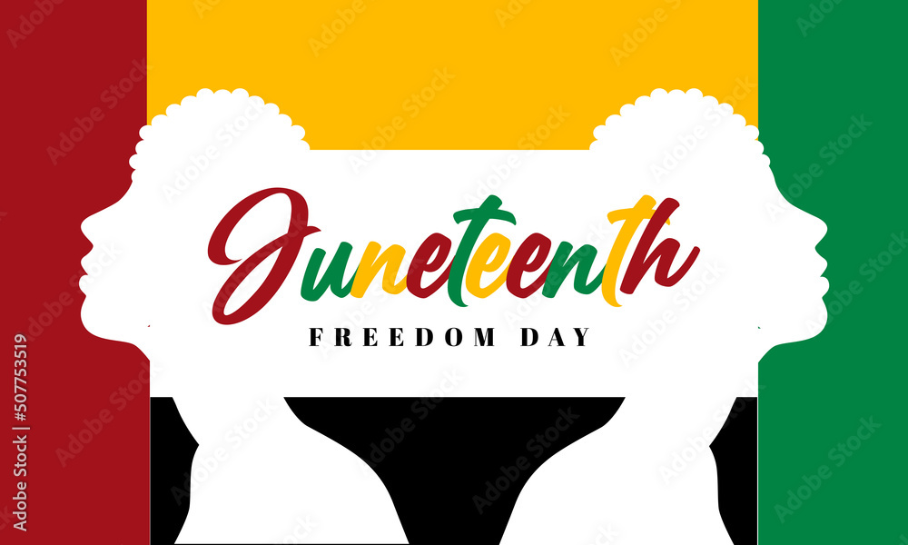 Juneteenth Freedom Day, celebrate freedom, emancipation day in 19 June, African-American women face background