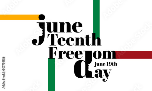 Juneteenth freedom day typography design with black woman face, 19 June celebrate freedom, black history month