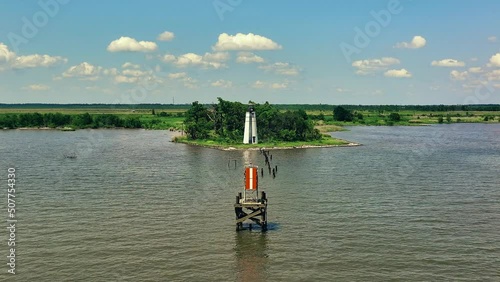 Tchefuncte River Light Station fly by photo