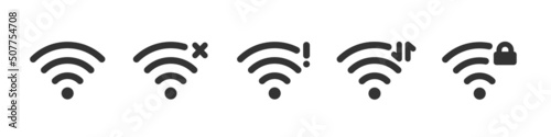 Bilde på lerret Wi Fi icons set - blocked, data transmission, network error