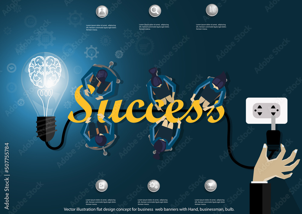 Naklejka premium Illustration business.design modern idea and concept think creativity. for brainstorm,Social network,success,plan,think,search,analyze,communicate, futuristic idea innovation technology.