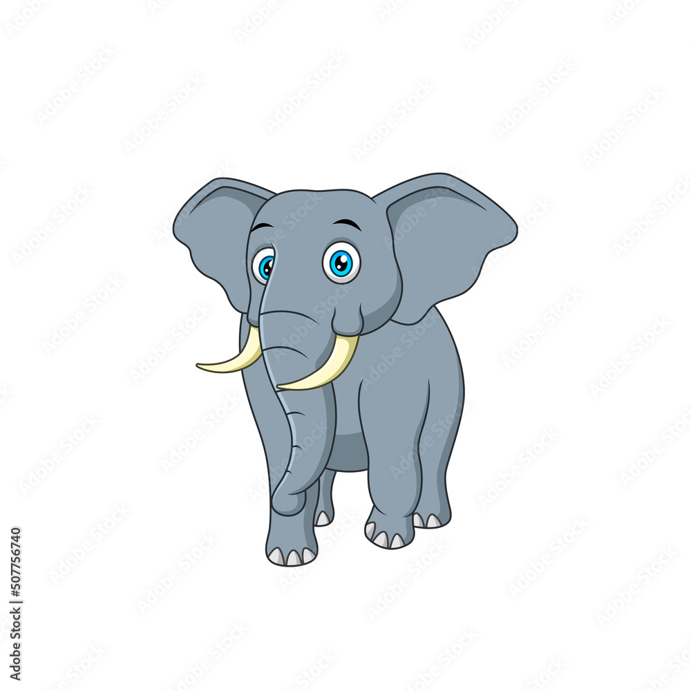 Vector cartoon cute elephant walking