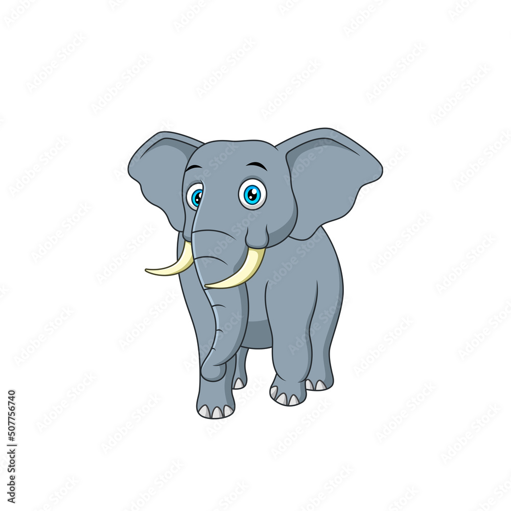 Fototapeta premium Vector cartoon cute elephant walking