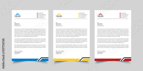 Modern corporate business letterhead design template with red, yellow and black color.