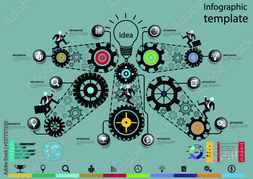 Illustration business.design modern  idea and concept think creativity. for Social network success plan think search analyze communicate  futuristic idea innovation technology.