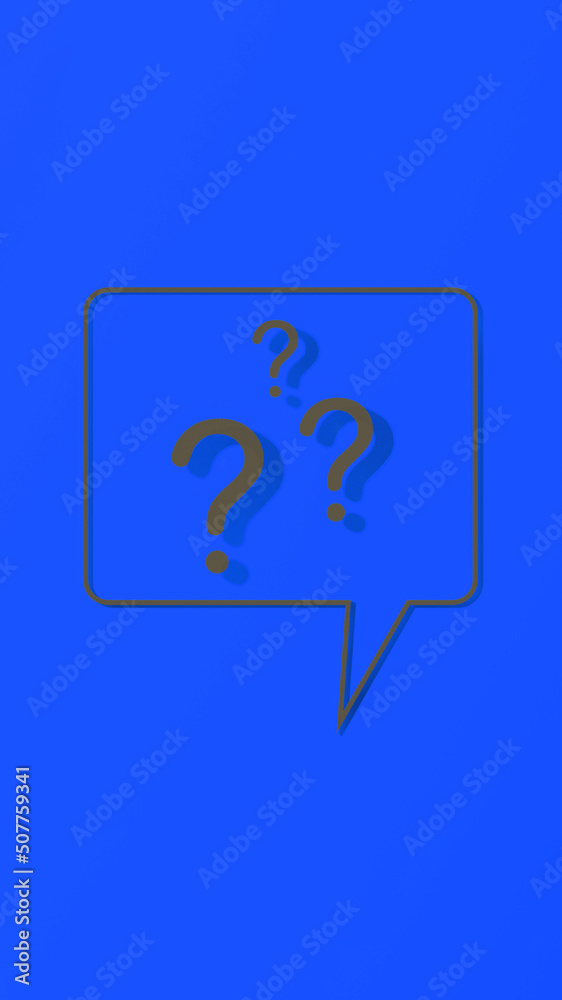 Question mark with shadow on blue background. message using. Vertical image. 3d image. 3d rendering. Question mark with shadow on blue background. message using. Vertical image. 3d image. 3d rendering.