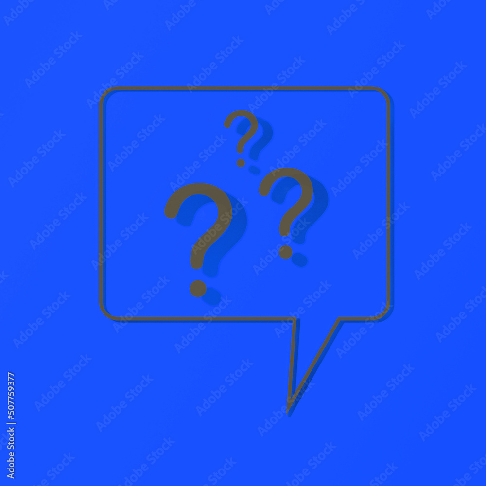 Question mark with shadow on blue background. message using. Square image. 3d image. 3d rendering. Question mark with shadow on blue background. message using. Square image. 3d image. 3d rendering.