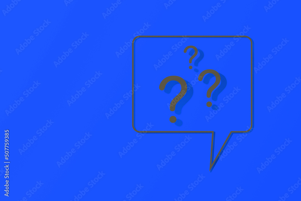 Question mark with shadow on blue background. message using. Horizontal image. 3d image. 3d rendering. Question mark with shadow on blue background. message using. Horizontal image. 3d image. 3d rendering.