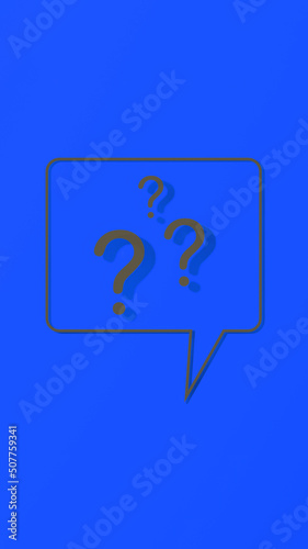 Fototapeta Naklejka Na Ścianę i Meble -  Question mark with shadow on blue background. message using. Vertical image. 3d image. 3d rendering.