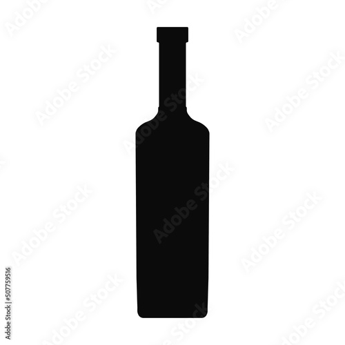Bottle vine black color isolated on white background for recycling sign, container, water, alcohol, lemonade. Vector 10 eps