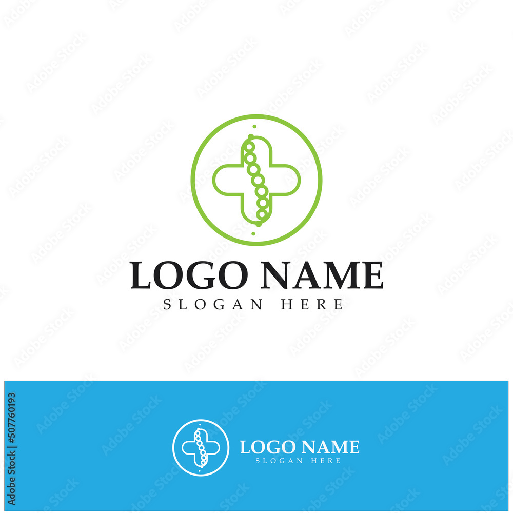 Spine care diagnostics symbol logo template vector illustration design 